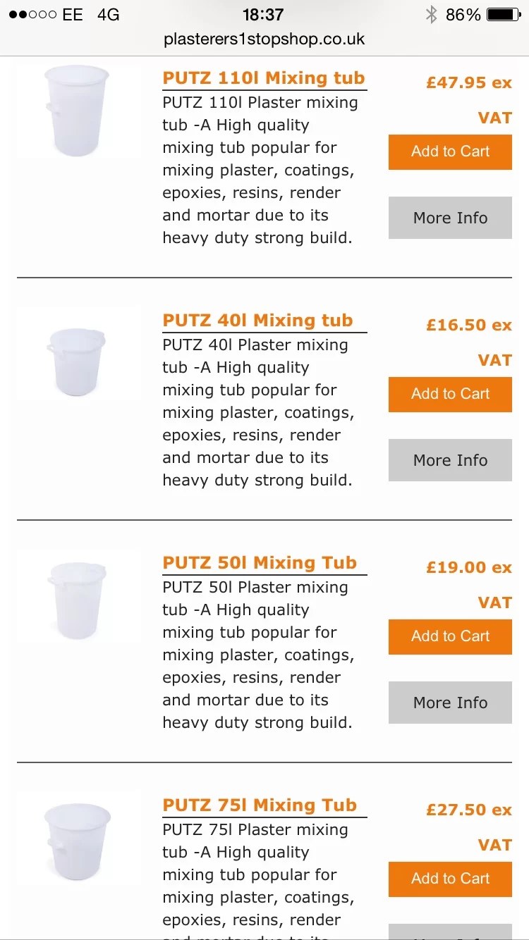 PUTZ Heavy duty Mixing tubs