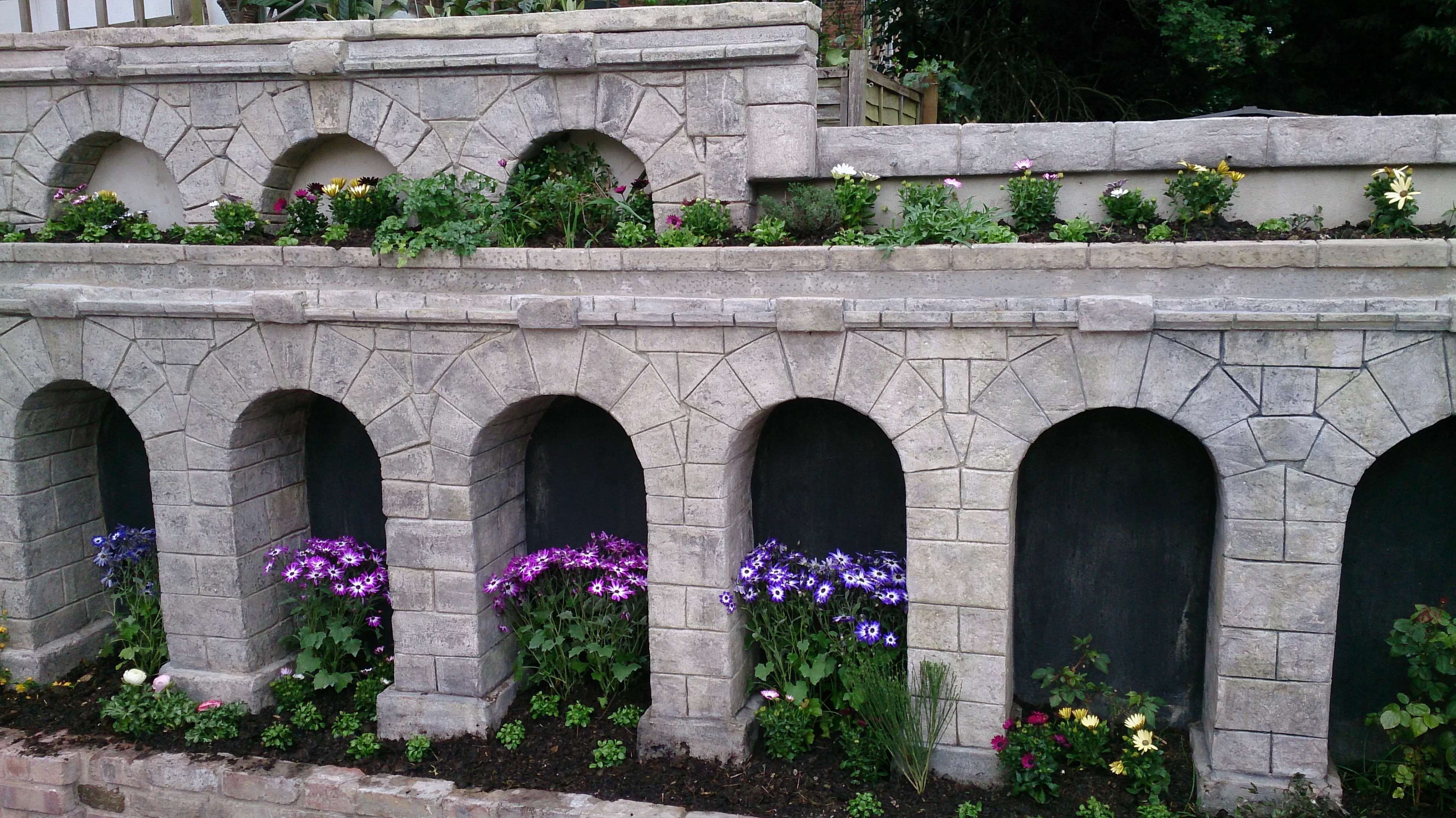 Wallcrete terraced flower beds