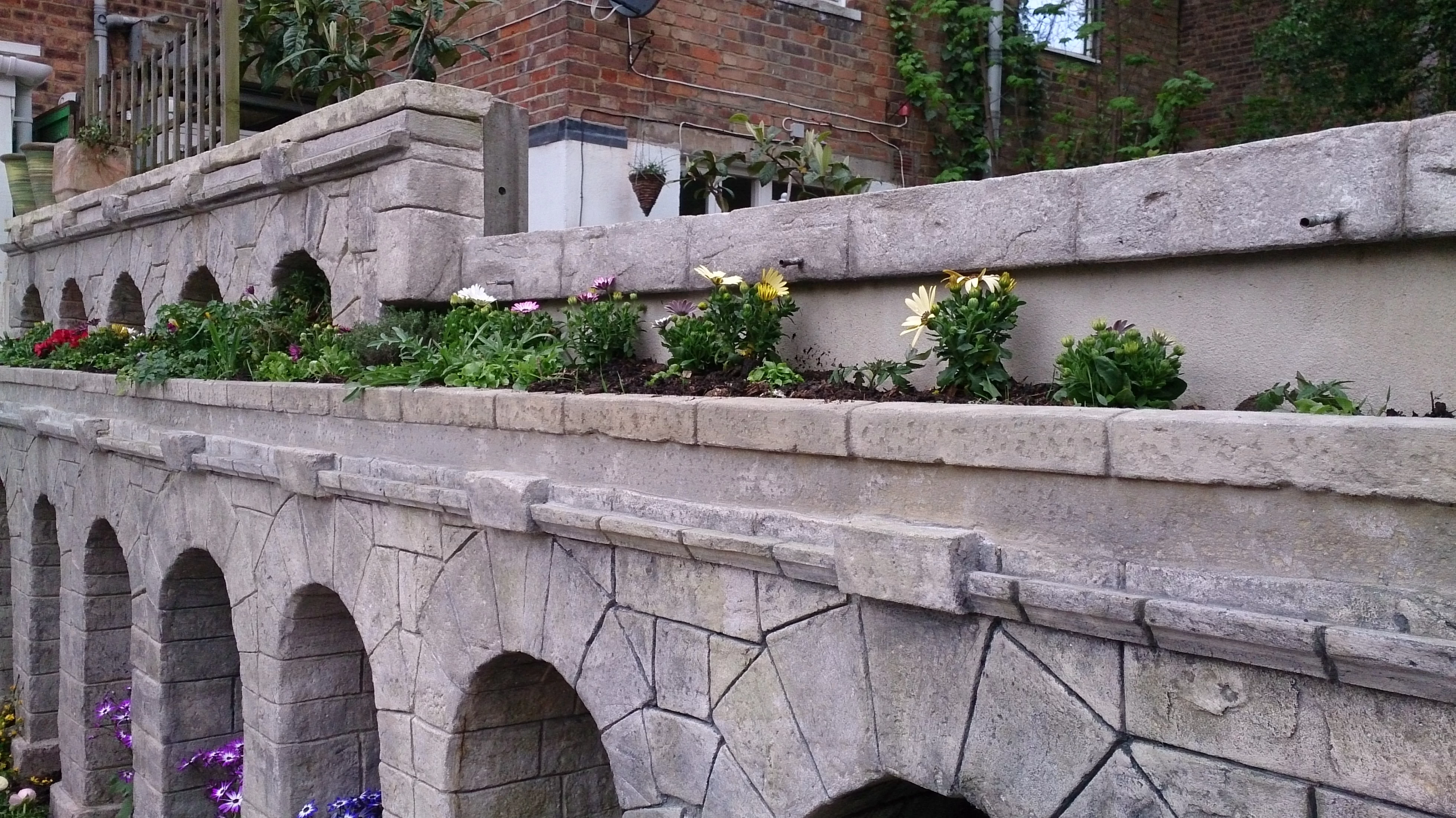 Wallcrete terraced flower beds