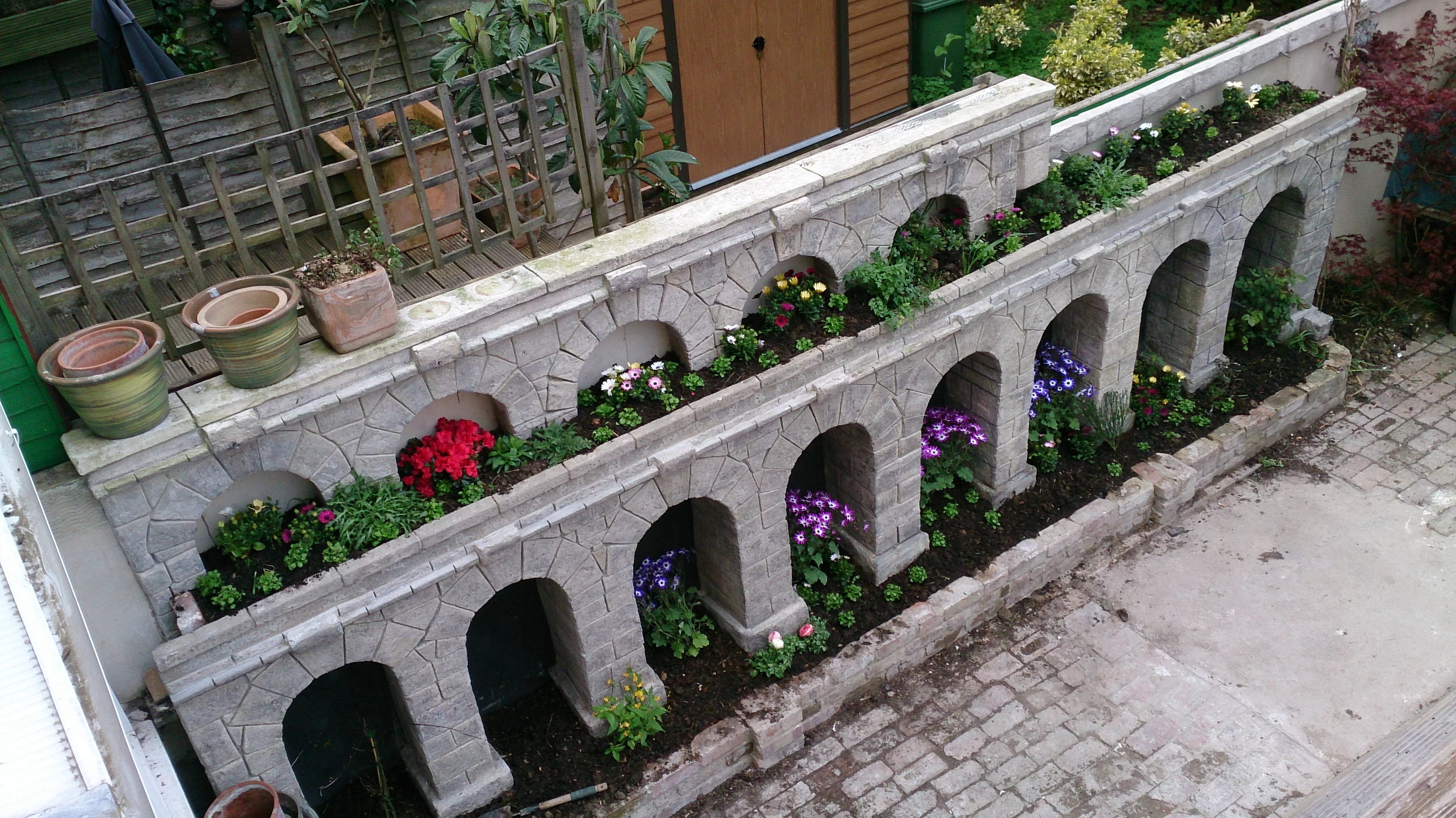 Wallcrete terraced flower beds