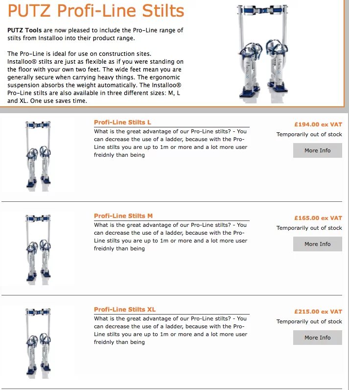 Installoo® Plastering stilts - Plasterers 1 Stop Shop