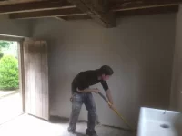 Plastering upstairs stone wall