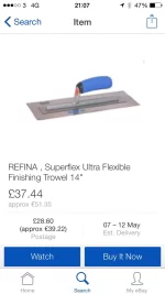 Refina plastic super flex trowl.