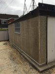 Rendering over pebbledash garage